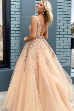 Elegant Lace Long Prom Dresses Formal Evening Gowns 601885