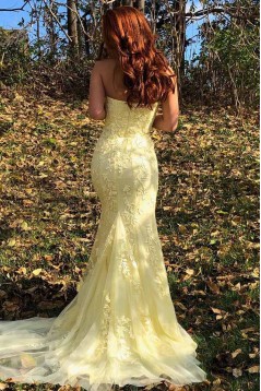 Mermaid Strapless Lace Long Prom Dresses Formal Evening Gowns 601903