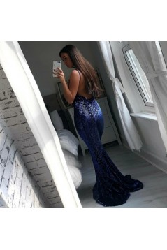 Mermaid Sequins Long Prom Dresses Formal Evening Gowns 601918