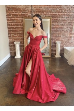 A-Line Off-the-Shoulder Long Prom Dresses Formal Evening Gowns 601945