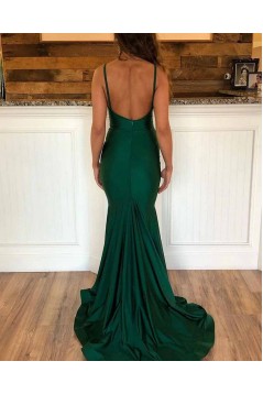 Mermaid V-Neck Long Green Prom Dresses Formal Evening Gowns 601956
