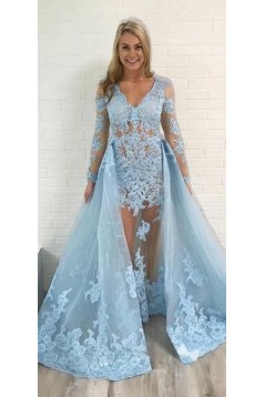 Long Sleeves Lace V-Neck Prom Dresses Formal Evening Gowns 601962
