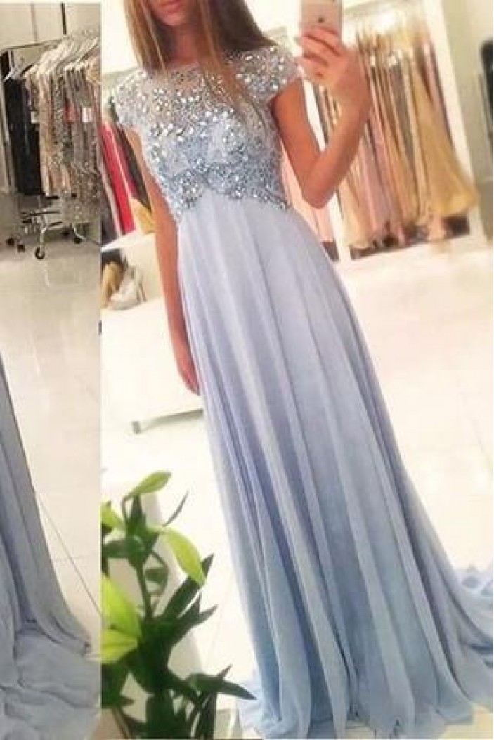 A-Line Beaded Long Prom Dresses Formal Evening Gowns 601967