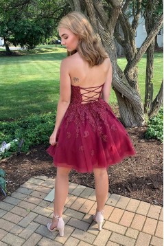 Short Red Beaded Lace Prom Dress Homecoming Dresses Graduation Party Dresses 701030