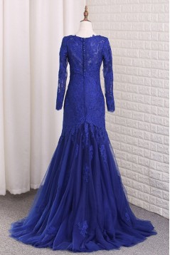 Mermaid Lace V Neck Mother of the Bride Dresses with Sleeves 702139