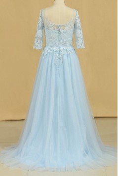 A-Line Light Blue Chiffon and Lace Mother of the Bride Dresses 702140