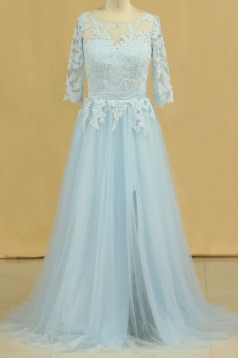 A-Line Light Blue Chiffon and Lace Mother of the Bride Dresses 702140