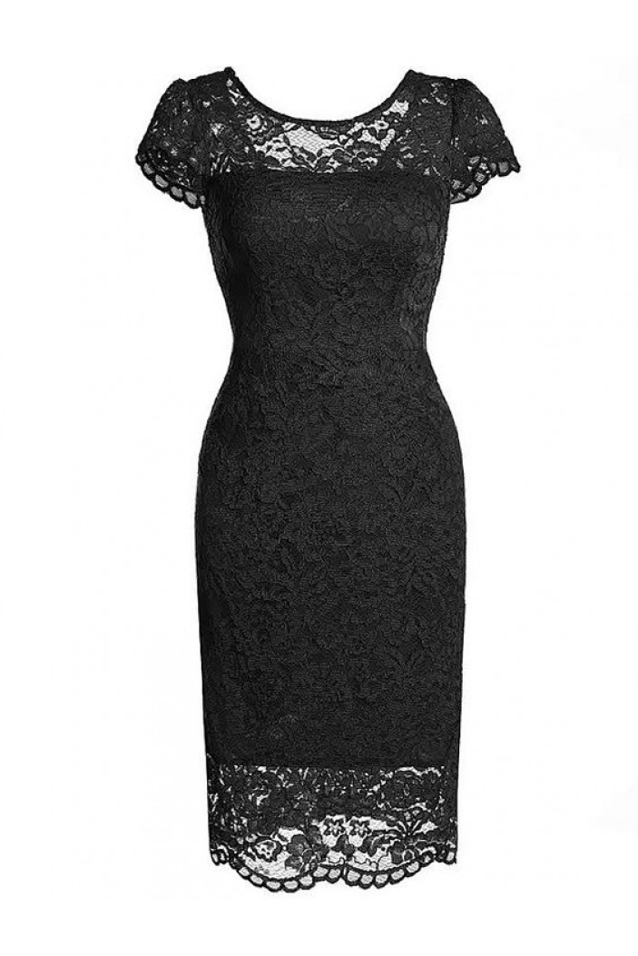 Short Black Lace Mother of the Bride Dresses 702147