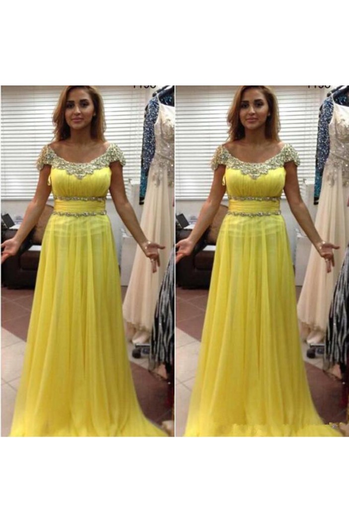 Long Yellow Chiffon and Lace Mother of the Bride Dresses 702154