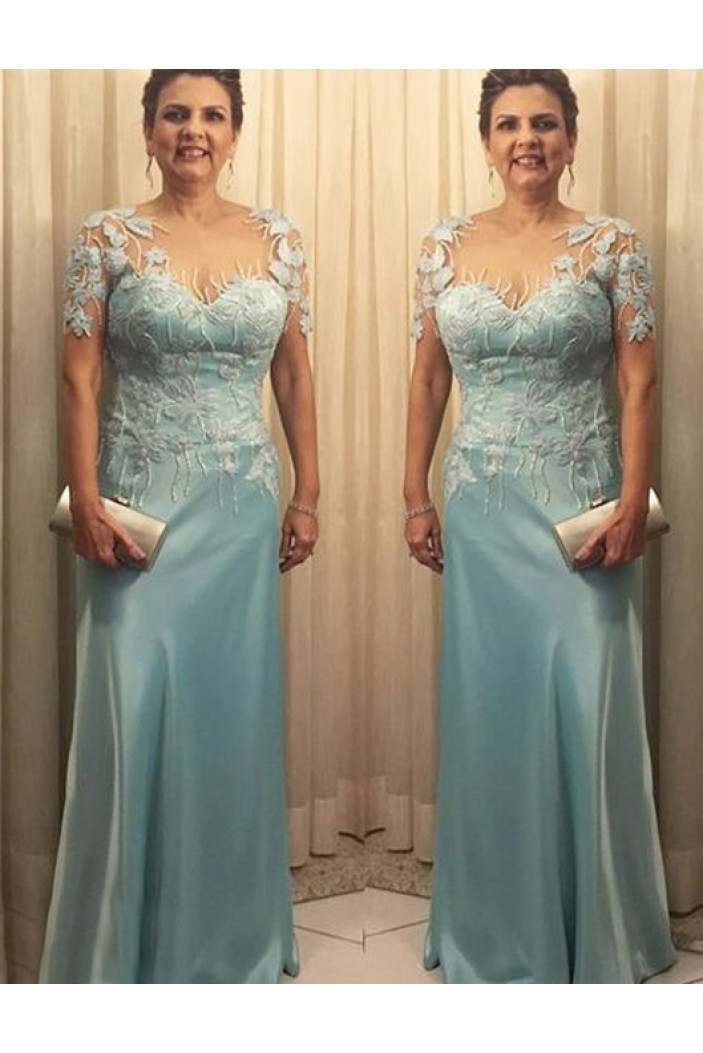 Long Blue Lace Mother of the Bride Dresses 702155