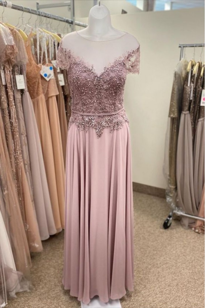 Elegant Chiffon and Lace Long Mother of the Bride Dresses 702167