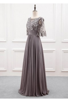 A-Line Chiffon and Lace Long Mother of the Bride Dresses 702179