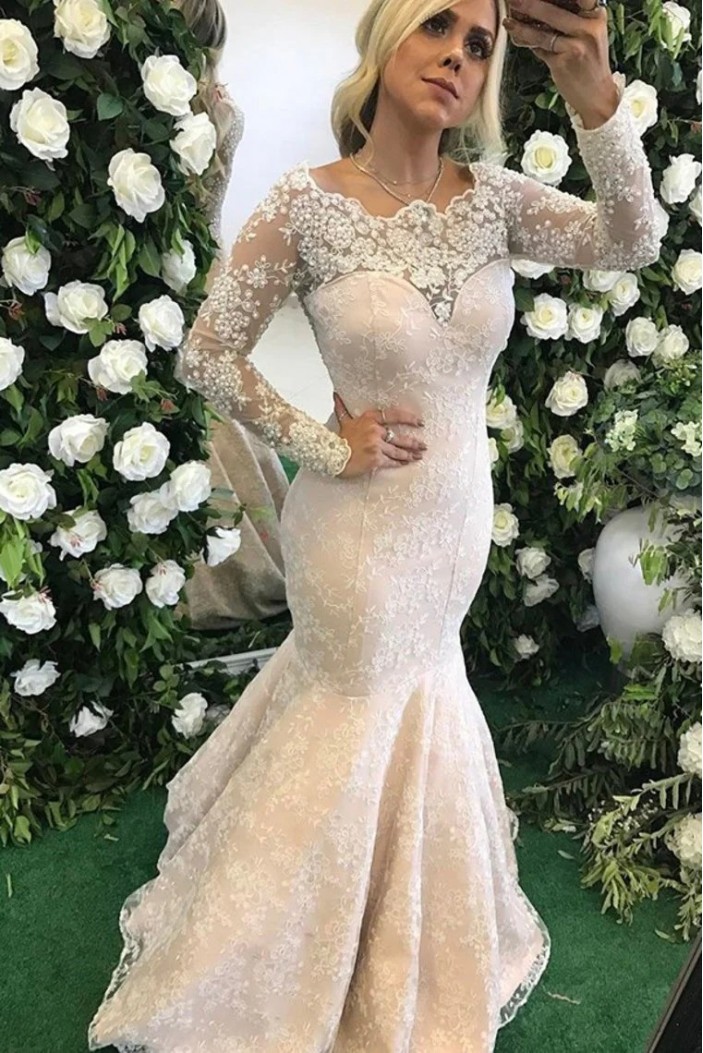 Mermaid Lace Long Sleeves Mother of the Bride Dresses 702186