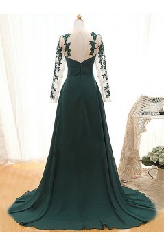 Long Green Chiffon and Lace Mother of the Bride Dresses 702211