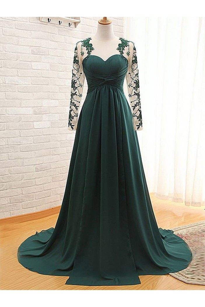 Long Green Chiffon and Lace Mother of the Bride Dresses 702211