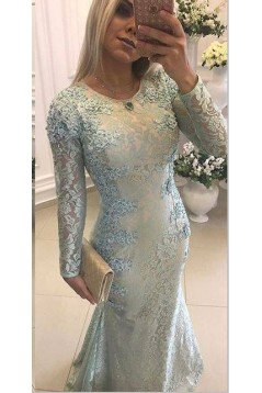 Mermaid Lace Mother of the Bride Dresses with Long Sleeves 702222