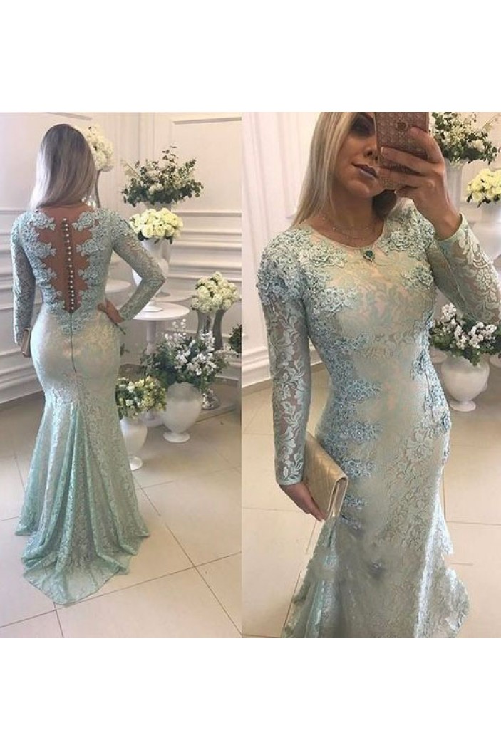 Mermaid Lace Mother of the Bride Dresses with Long Sleeves 702222