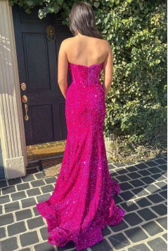 Long Blue Mermaid Sweetheart Sequins Prom Dresses 801016