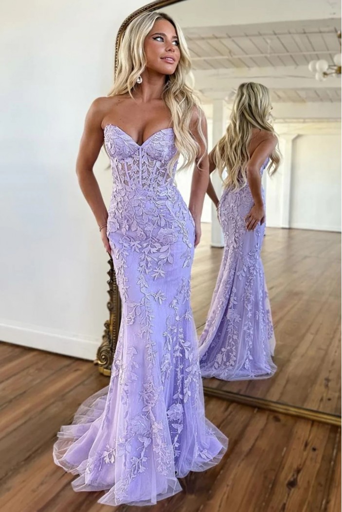 Long Mermaid Sweetheart Lace Prom Dresses 801035