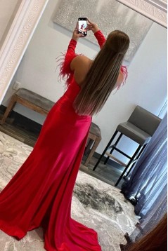 Long Red Mermaid Sweetheart Prom Dresses 801078