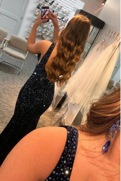 Long Black Beaded Mermaid Prom Dresses 801079