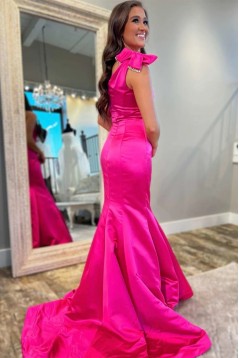 Long Red Mermaid One Shoulder Prom Dresses 801105