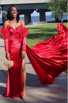 Long Red Sweetheart Prom Dresses 801106