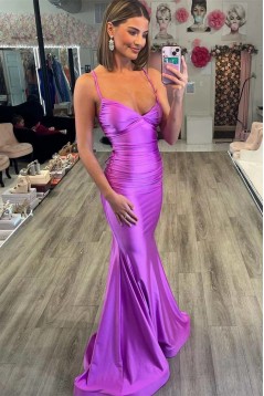 Mermaid Spaghetti Straps Long Prom Dresses 801115