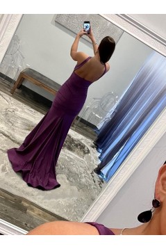 Mermaid Purple Simple Long Prom Dresses 801127