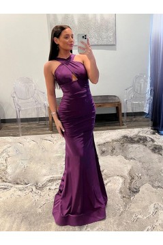 Mermaid Purple Simple Long Prom Dresses 801127