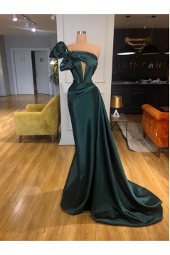 Mermaid Dark Green Beaded Long Prom Dresses 801178