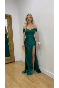 Long Green Off the Shoulder Prom Dresses 801182