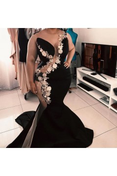 Sexy Mermaid Black Long Prom Dresses 801199