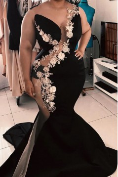 Sexy Mermaid Black Long Prom Dresses 801199