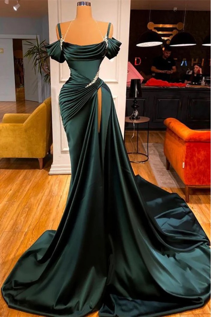 Mermaid Dark Green Long Prom Dresses 801201