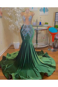 Mermaid Beaded Green Long Prom Dresses 801211