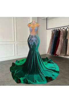 Mermaid Beaded Green Long Prom Dresses 801211