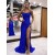 Royal Blue Spaghetti Straps Long Prom Dresses with High Slit 801218
