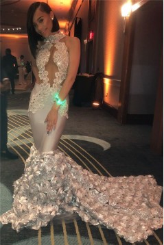Mermaid Beaded Lace Long Prom Dresses 801229