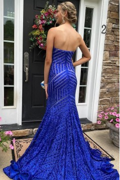 Mermaid Strapless Sparkle Sequin Long Prom Dresses 801264