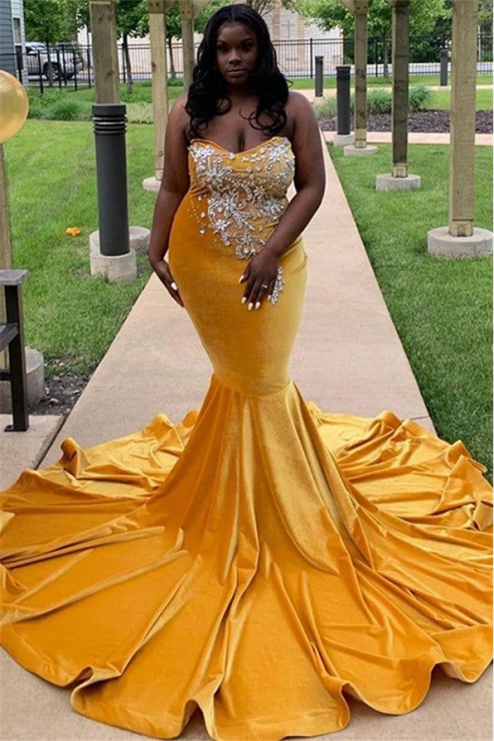 Mermaid Strapless Beaded Long Prom Dresses 801289