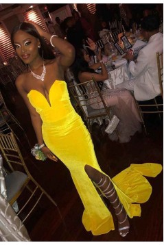 Mermaid Sweetheart Long Yellow Prom Dresses 801329