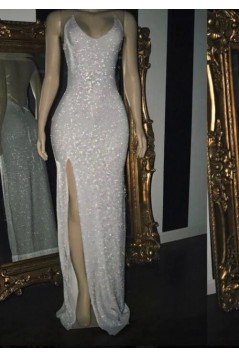 Mermaid Sequins Long Prom Dresses with Slit 801360