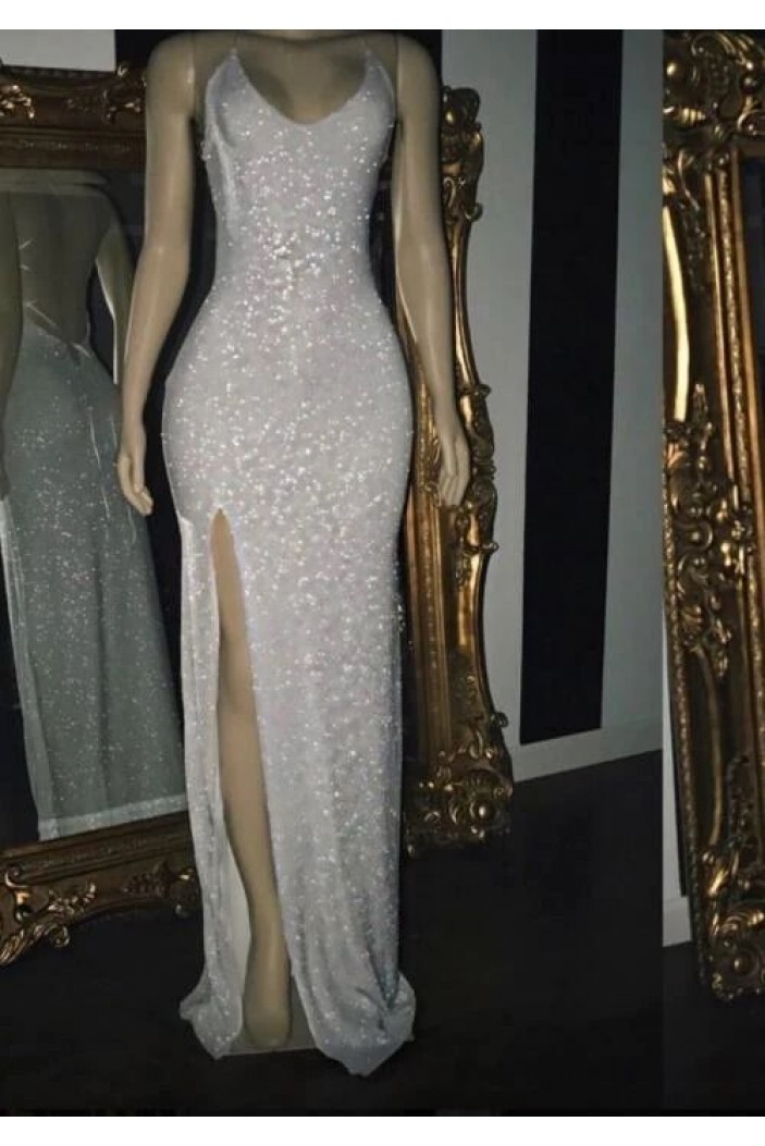 Mermaid Sequins Long Prom Dresses with Slit 801360