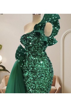 Long Green Mermaid Sequins Prom Dresses 801370