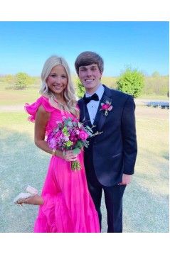 A-Line Long Pink Prom Dresses 801393