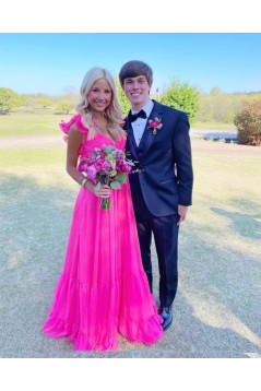 A-Line Long Pink Prom Dresses 801393