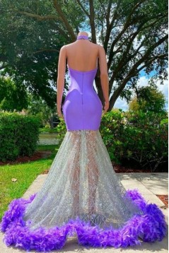 Mermaid Long Purple Sparkle Prom Dresses 801396