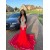 Long Red Mermaid Beaded Prom Dresses 801397