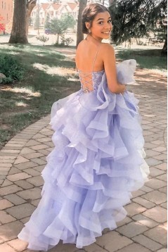 Lavender Spaghetti Straps Long Prom Dresses 801423